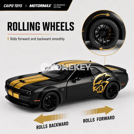MOTORMAX 1:24 Dodge Challenger SRT Hellcat metal model maşyn, sesli-ýagtyly