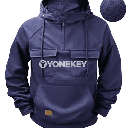 Erkekler üçin vintage oversize kapýuşonly hudi, zipli