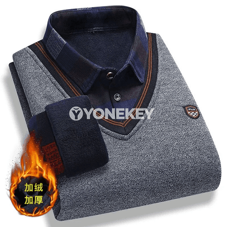 Erkekler üçin gyş trikotaž köýnek, iki gatly görnüşli sypaýy stil
