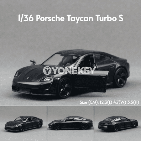 1:36 Porsche Taycan metal modeli çagalar üçin, yza çekilýän