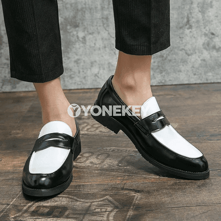 Erkekler üçin klassik deri ofis aýakgaplary, slip-on loafers