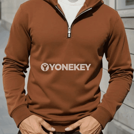 Erkekler üçin güýz kapýuşonly half zip switer