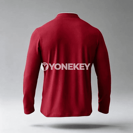 Erkekler üçin mandarin ýakaly ýarym zip uzyn ýeňli polo köýnek