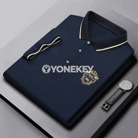 Erkekler üçin ýazky polo futbolka, keşdeli, ýeňil we ütük az talap edýän