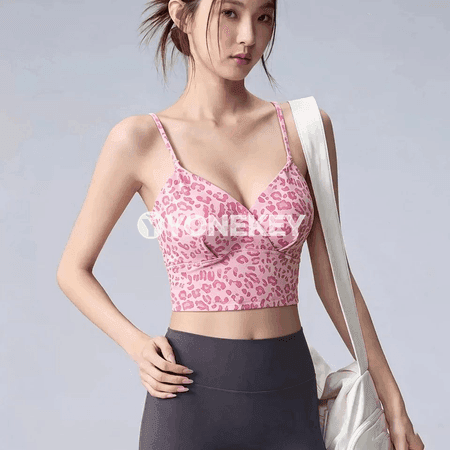 Aýallar üçin çaply yoga sport bras, ýerleşdirilen käseler bilen