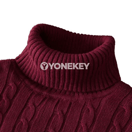 Erkekler üçin ýyly boýunly trikotaž sviter, slim fit, güýz-gyş üçin