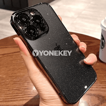 iPhone üçin açyk glitterli gorag gaby, güýçli ýeňil bumper