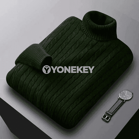 Erkekler üçin ýyly golfli trikotaj switer, güýz-gyş