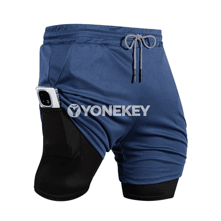 Erkekler üçin sport şortlary, ýeňil we çalt guradýan 2 in 1 model