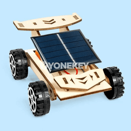 Güneş energiýasy bilen işleýän agaç 3D gurluşyk modeli, çagalar üçin DIY oýnawaç