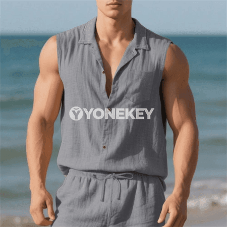 Erkekler üçin ýeňil pagtaly zygyr tank-top, ýaz-tomus üçin
