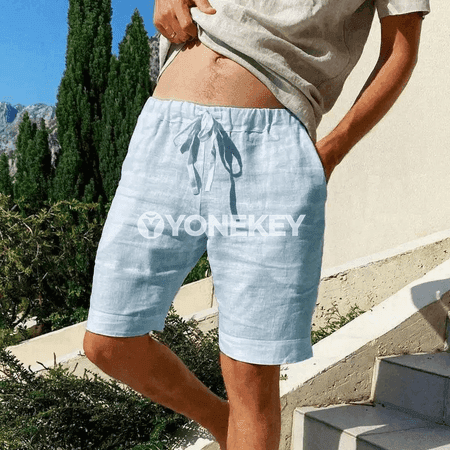 Erkekler üçin dem alýan zygyr giň şortik, tomusky plýaž modeli