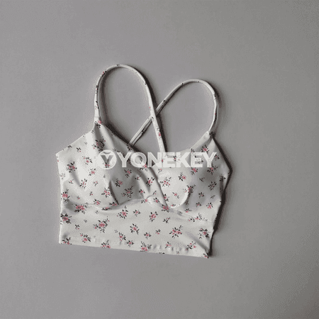Aýallar üçin çaply yoga sport bras, ýerleşdirilen käseler bilen