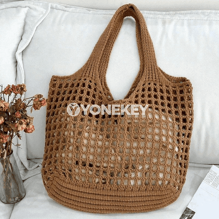Zenanlar üçin örülen açyk large tote sumka, tomuslyk egin sumkasy