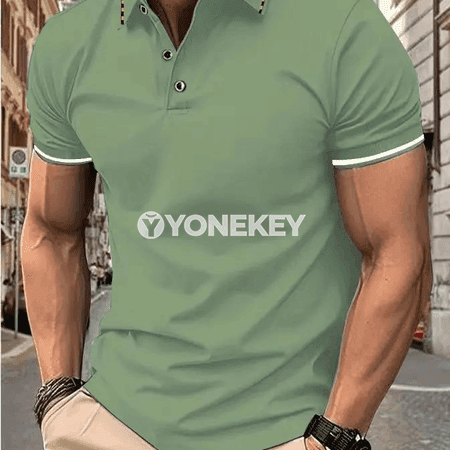Erkekler üçin ýazky polo futbolka, gysga ýeňli