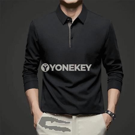 Erkekler üçin uzyn ýeňli polo köýnek, ähli pasyla laýyk amatly klassik stil