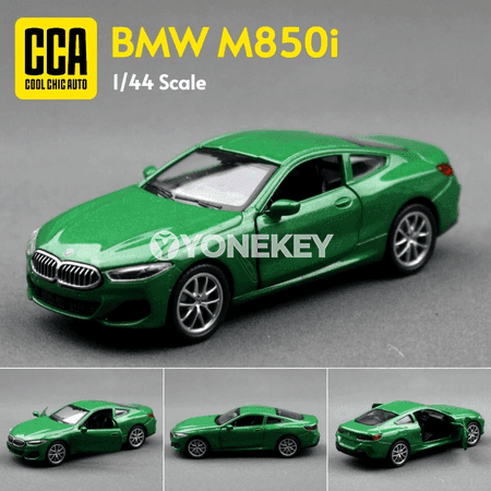 1:44 BMW M850i metal maşyn modeli, çekip goýberilýän, gapylary açylýar