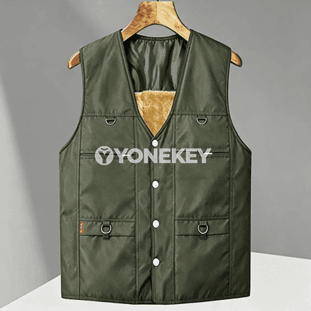 Erkekler üçin ýyly, galyň içli gündelik ýeňsiz jaket