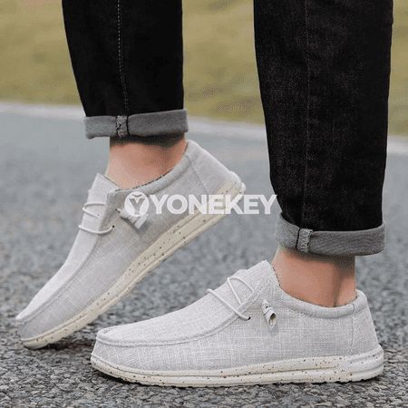 Erkekler üçin ýeňil kanwa loaferler, rahat gündelik köwüşler