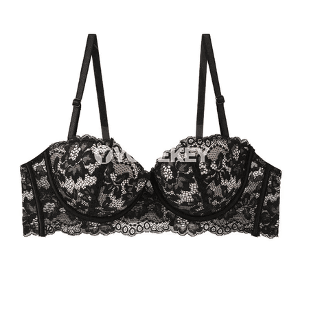 Zenanlar üçin dantelli push-up lifçik, halka simli, ýarym käse