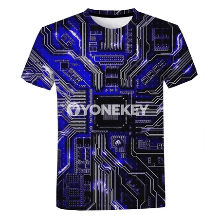 Erkekler üçin 3D çaply elektron çipli giňelýän futbolka