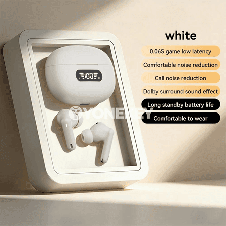 Simsiz Bluetooth naushnik TWS, displeýli, uzyn batareýaly, sport üçin