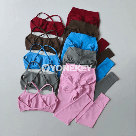 Aýallar üçin tikişsiz ýokary belli sport leggins we paddarly köýnekli toplum