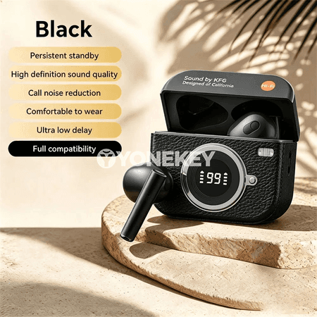 Bluetooth TWS nauşnikler, retro kamera görnüşli, HiFi bass, çalt ses