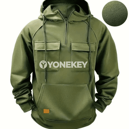 Erkekler üçin vintage oversize kapýuşonly hudi, zipli