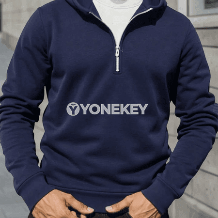 Erkekler üçin güýz kapýuşonly half zip switer
