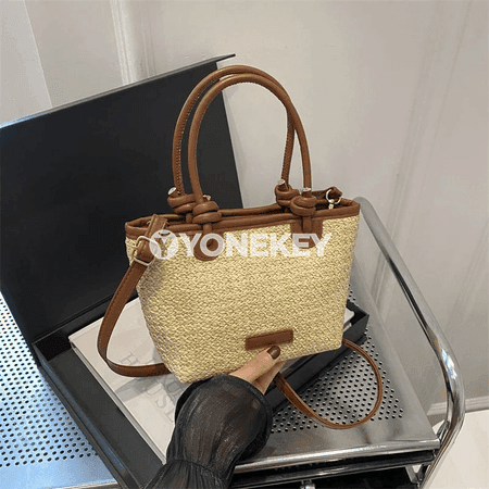 Aýal-gyzlar üçin samandan örülen bucket crossbody sumka