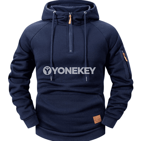Erkekler üçin ýyly kapýuşonly fermuarly fleýs pulyower, S-XXXL