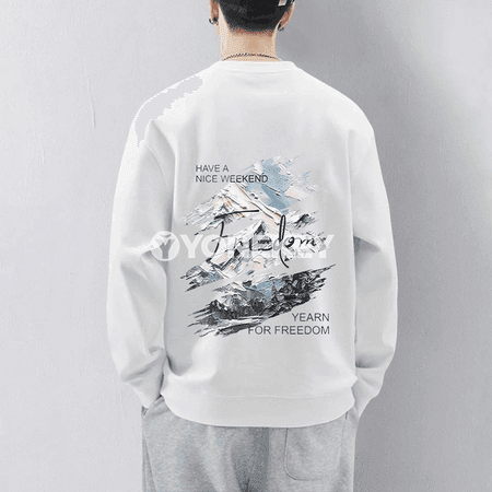 Erkekler üçin agyr pagta sweatshirt, ýaz-güýz üçin giň kesimli
