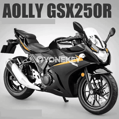 1:12 Suzuki GSX-250R sesli-ýagtyly model motosikl, plastik oýnawaç