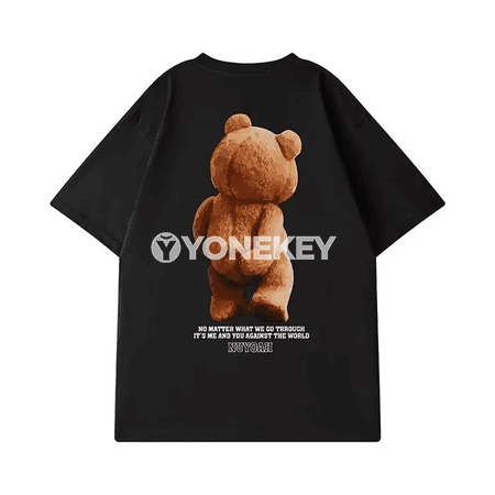 Erkekler üçin giň kesimli çaply futbolka — Teddy Bear, gysga ýeňli, 8XL