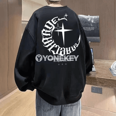 Erkekler üçin giň kesimli ýyly sweatshirt, ýazgyly, 7XL-8XL