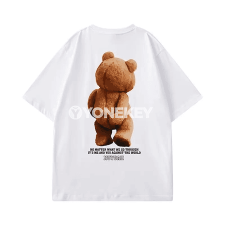 Erkekler üçin giň kesimli çaply futbolka — Teddy Bear, gysga ýeňli, 8XL