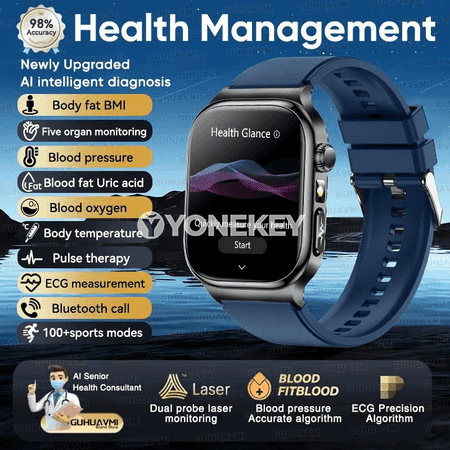 GUHUAVMI TK18 saglyk akylly sagat, ECG+PPG, Bluetooth jaňly