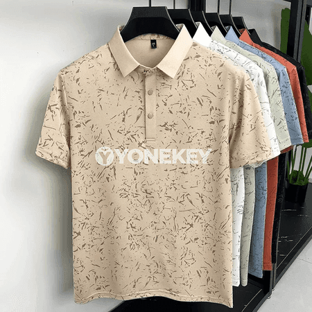 Erkekler üçin ýeňil polo köýnek, çaply, dem alýan, çalt gurýan