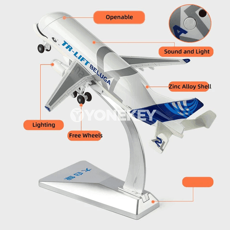 1:72 Airbus Beluga metal model uçarjaý, çagalar üçin kolleksiýa sowgat