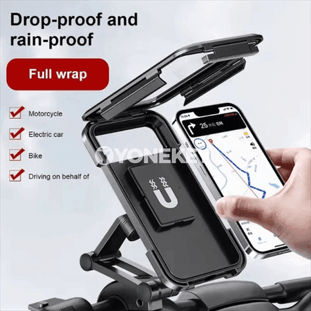 Suw geçirmeýän motosikl telefon saklaýjy, 360° öwrülýän