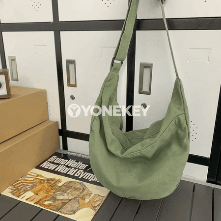 Zenanlar üçin giň göwrümli kanwa egin we crossbody sumka