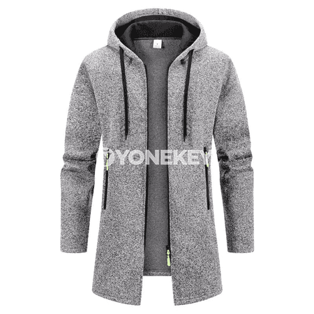 Erkekler üçin ýyly kapýuşonli zipli sport äyin, gyşlyk fleece