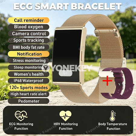 EKG, HRV, beden temperaturasy gözegçiligi bolan akylly bileklik, GPS