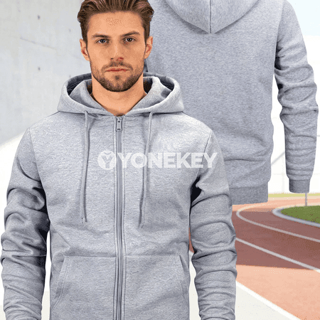 Erkekler üçin ýyly doly fermuarly kapüşonly fleece sviter