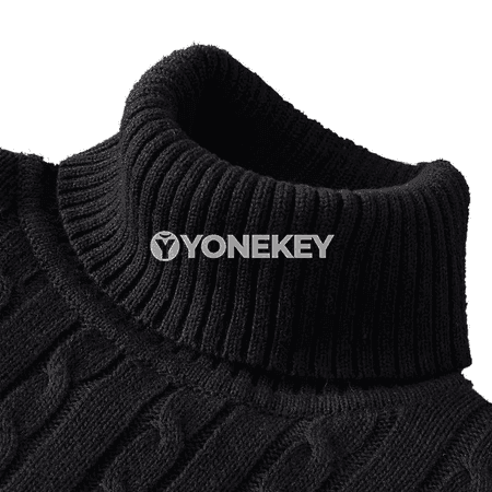 Erkekler üçin gyş ýyly turtlenek jumper, trikotaž switer