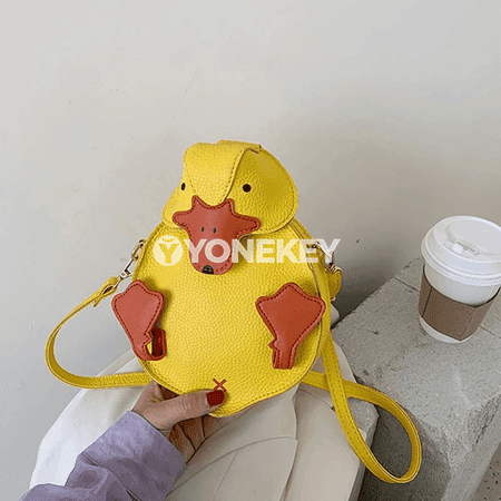 Mini ördek görnüşli 3D krossbodi sumka, PU deri