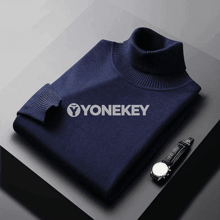 Erkekler üçin ýyly turtleneck sviter, tekiz reňkli uzyn ýeňli