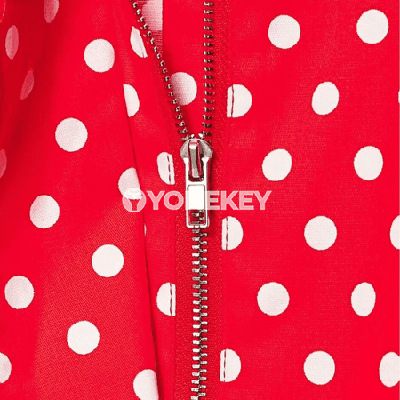 Aýal üçin polka nokatly ýokary ýaka ýeňil penjek