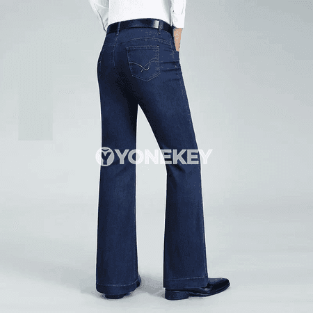 Erkekler üçin döwrebap giň balakly bootcut jinsiler, ähli möwsüm üçin